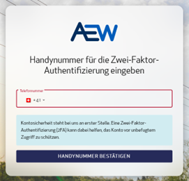 Kundenportal: Handynummer für 2-Faktor-Authentifizierung