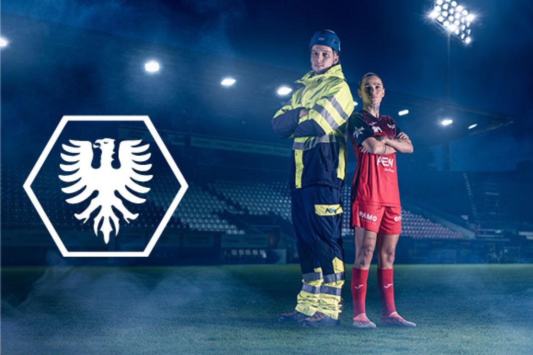 Pascal Wabnig von der AEW und Red Boots Aarau Spielerin Vanesa Hoti