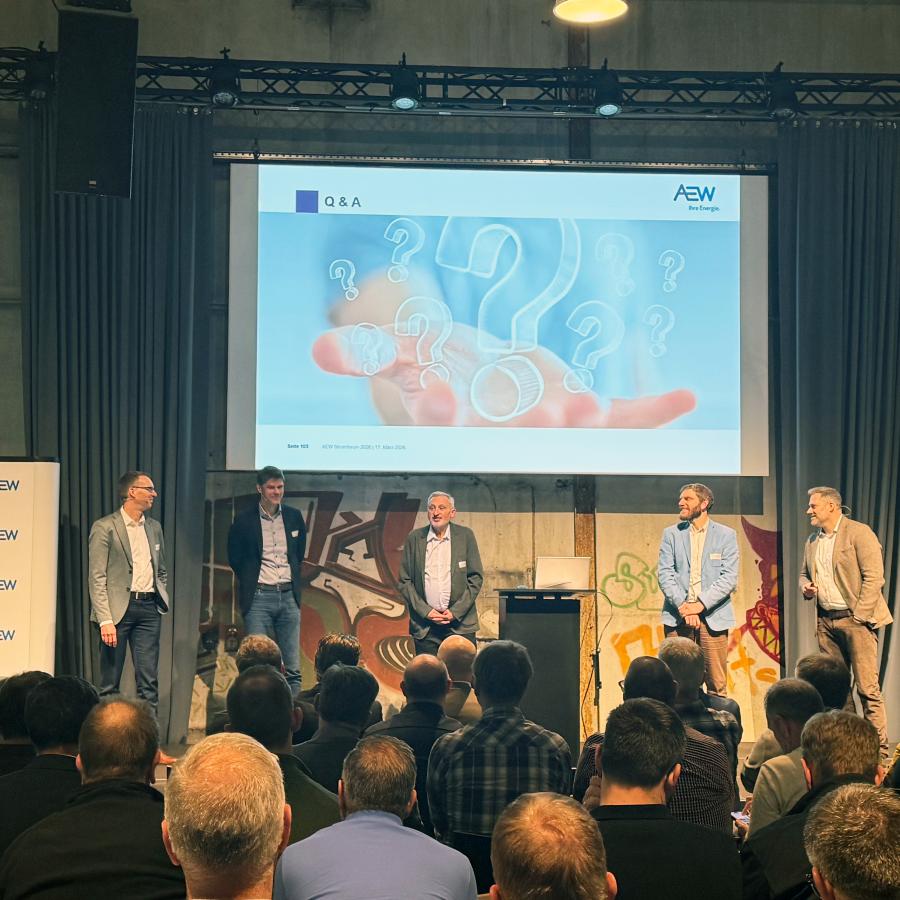 Referenten bei der Fragerunde anlässlich des AEW Strom-Forums 2026